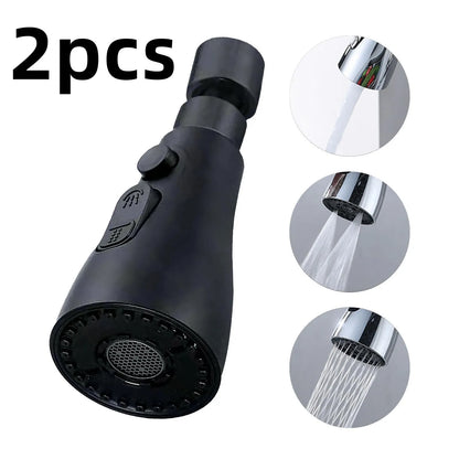 Universal pressurised kitchen faucet sprayer with 360-degree rotating head in matte black finish