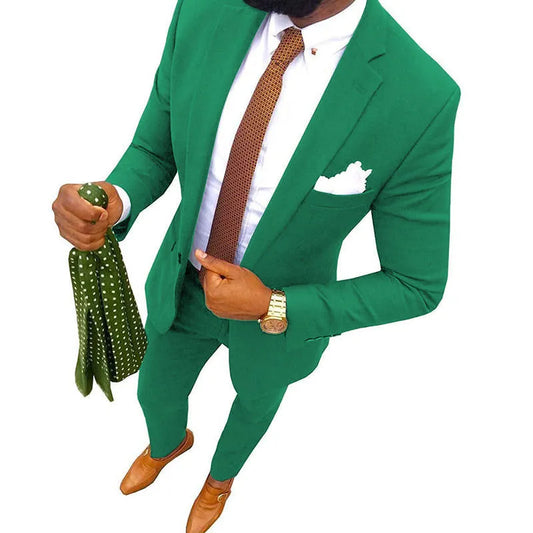 Men's purple banquet suit with jacket and trousers, 100% cotton construction, formal wear for events