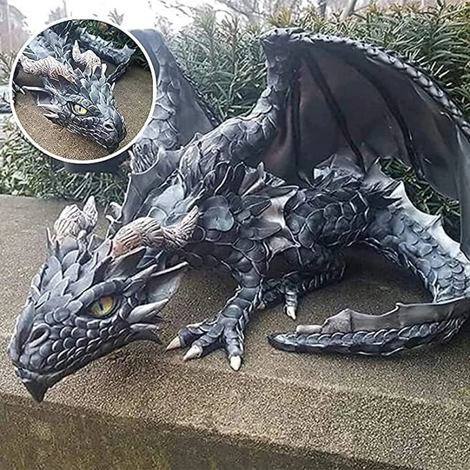 Magnificent resin dragon statue with intricate, hand-painted details for captivating outdoor garden decor