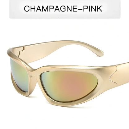 Personalised steam punk full frame cycling sunglasses in sand black grey chip style with mercury lenses for glare reduction