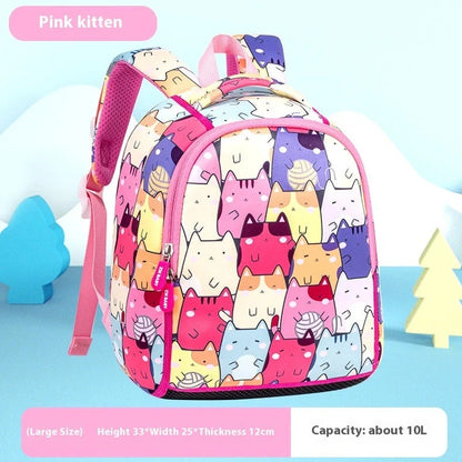 Children's schoolbag with air pillow belts showing forest animal pattern in royal blue colour