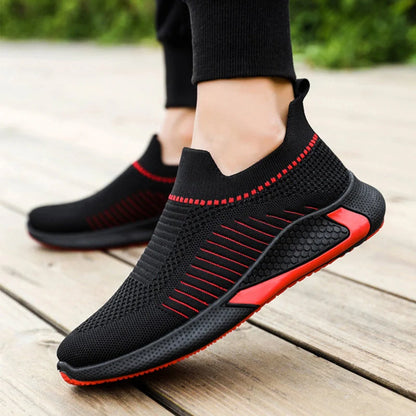Men's breathable mesh slip-on sneakers with striped design in multiple colors
