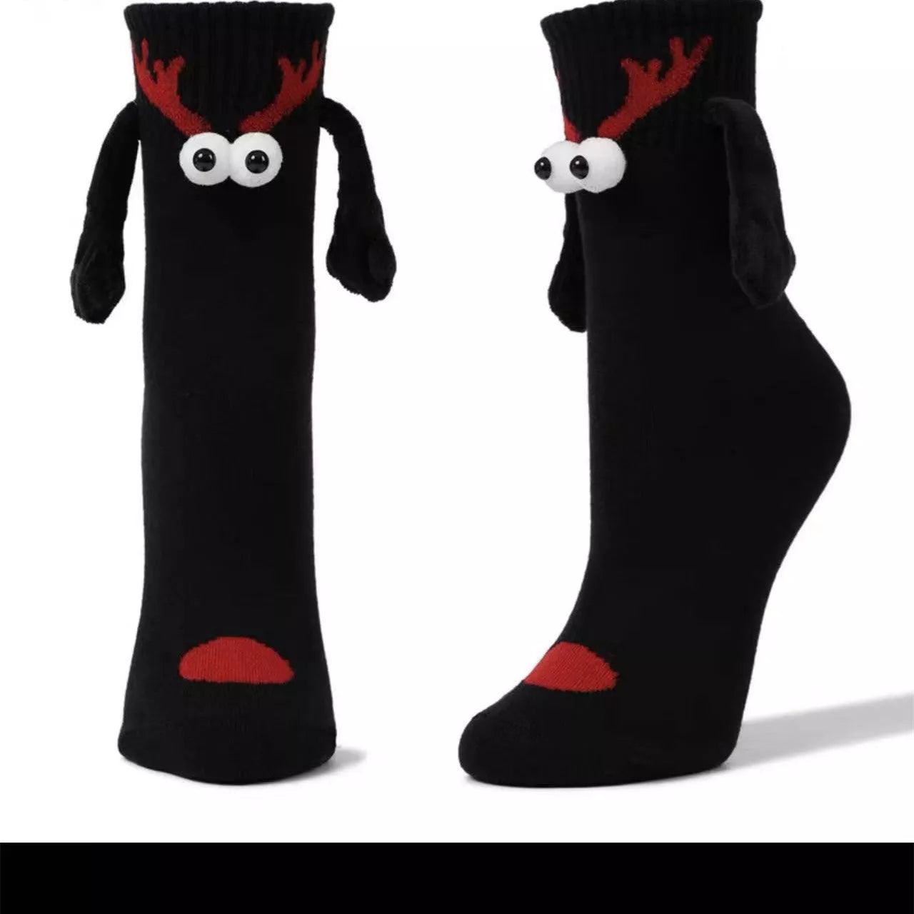 Couple magnetic handle Christmas hand socks in various festive designs