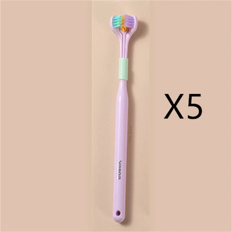 Soft Bristle Tri-Angle Toothbrush with customizable features for deep cleaning and travel convenience