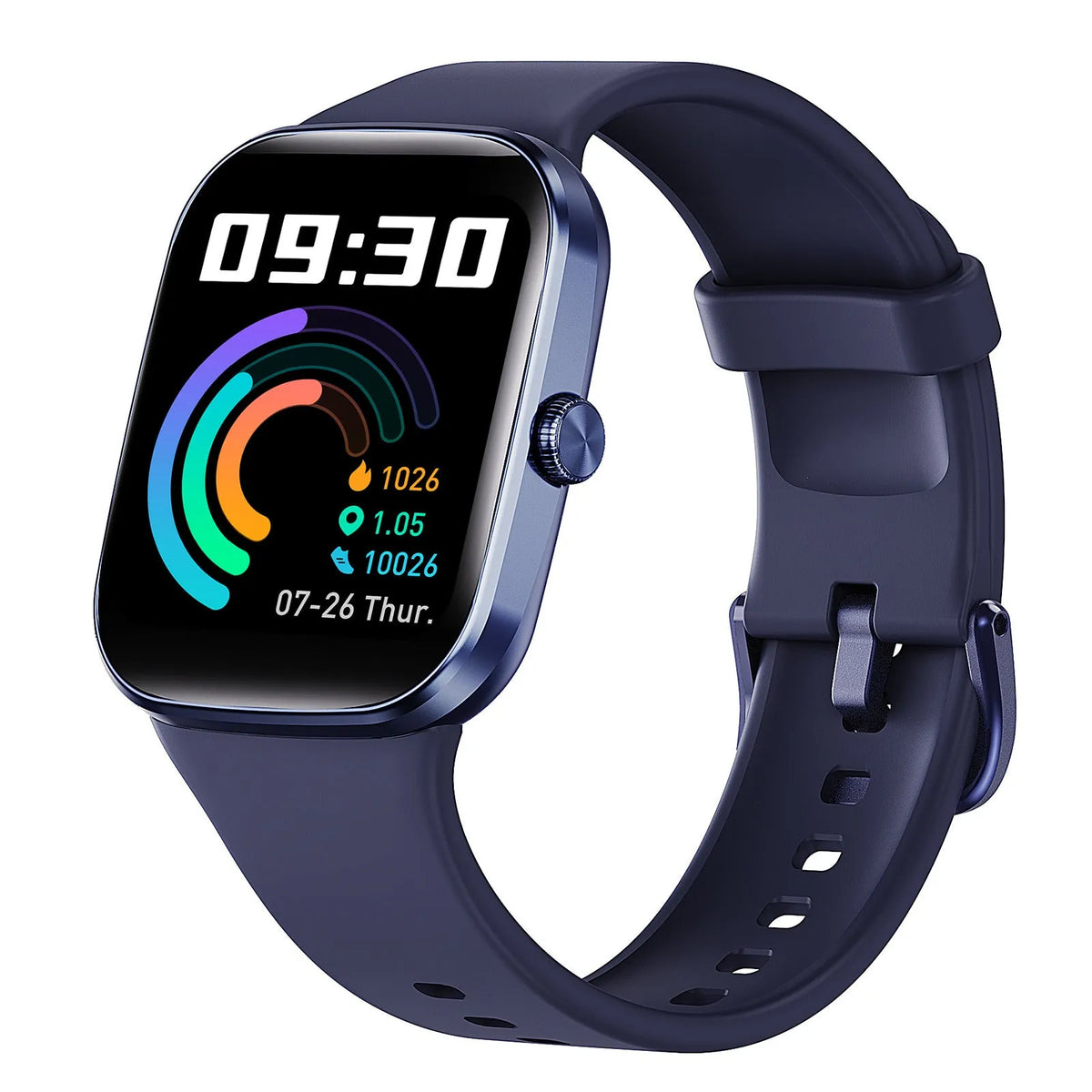 Bluetooth smart sports watch with TFT screen, heart rate and sleep monitoring, shown in five colour options