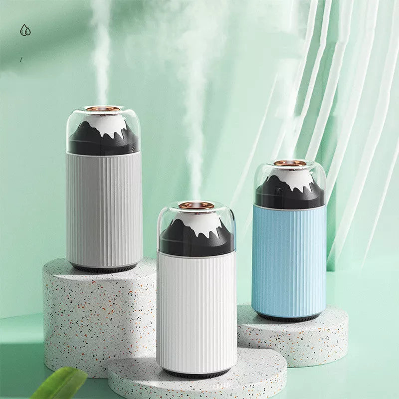 Volcano Pumping Humidifier for Car Aromatherapy in white, light blue, or gray