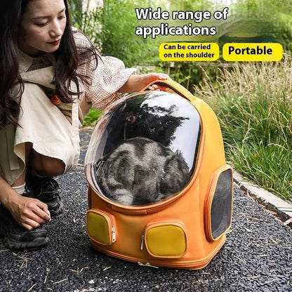 Outdoor portable cat backpack in nylon, medium hard, large capacity for cats up to 9kg, solid colour