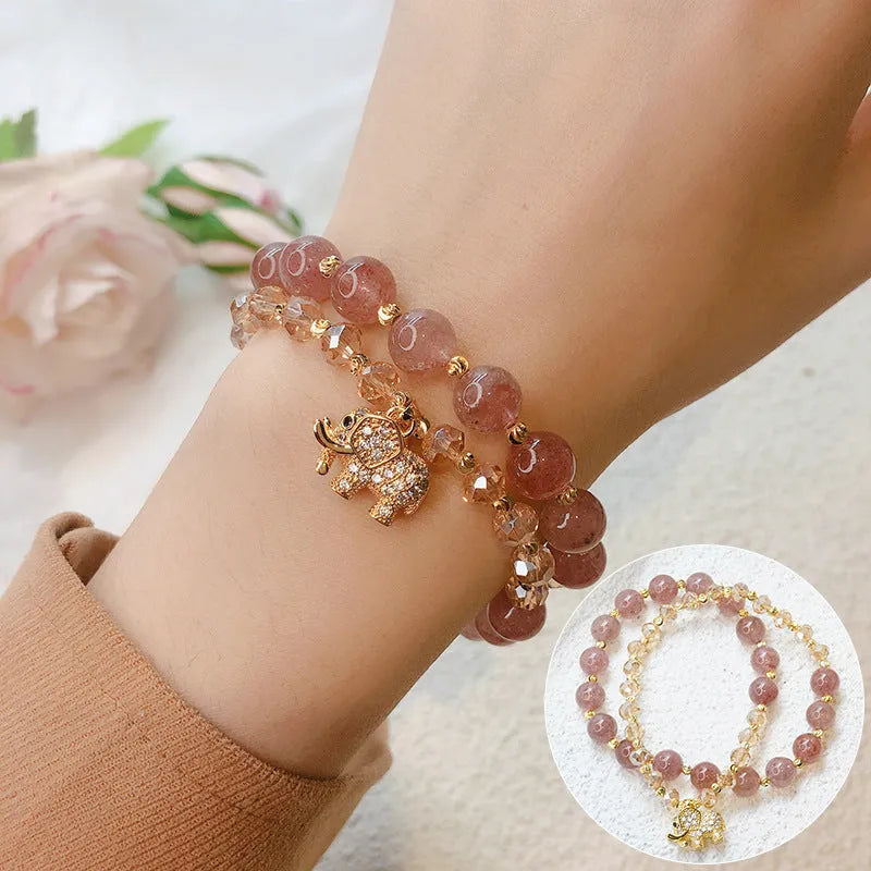 Women's retro bracelet with colour hair crystal beads and ethnic styling elements