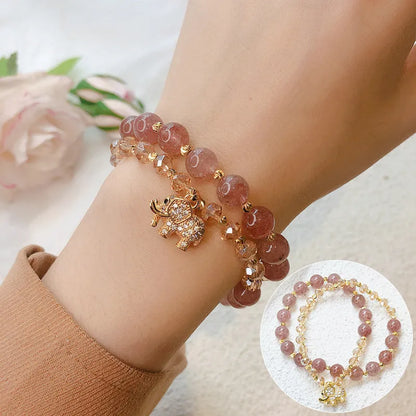 Women's retro bracelet with colour hair crystal beads and ethnic styling elements