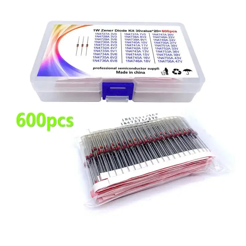 1W Zener diode with 50V reverse breakdown voltage in boxed package for electronic circuit protection