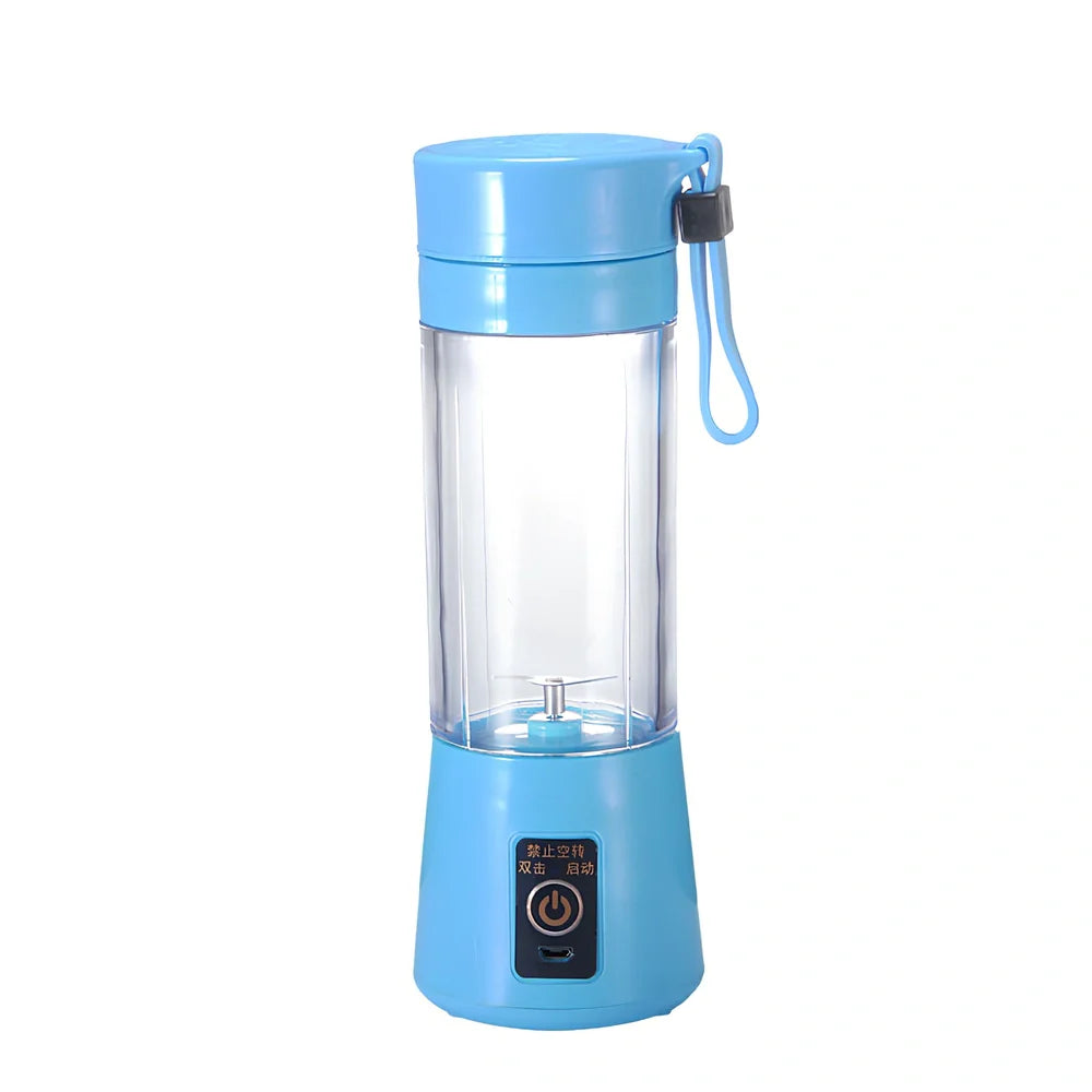 Portable electric juice cup with USB cable, measuring 22.5cm tall with 380ml capacity