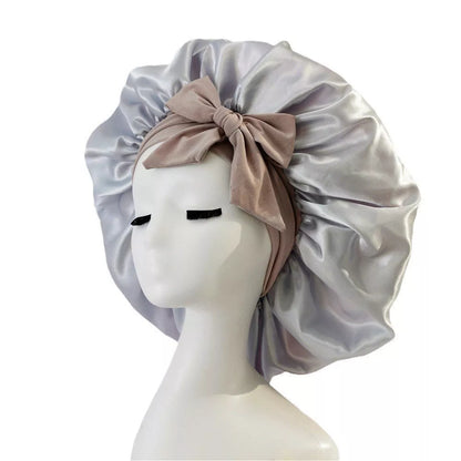Double-layer silk bonnet for sleeping in various colors