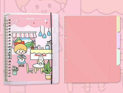 Refillable notebook with detachable decorative cover and replaceable paper core in B5 size