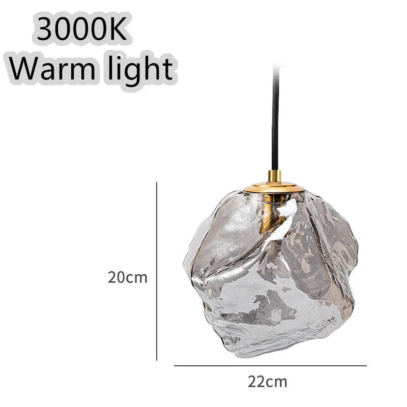 Glass ice cube chandelier in smoky grey, cognac or clear with black hanging wire, 11W-15W LED, 4000K