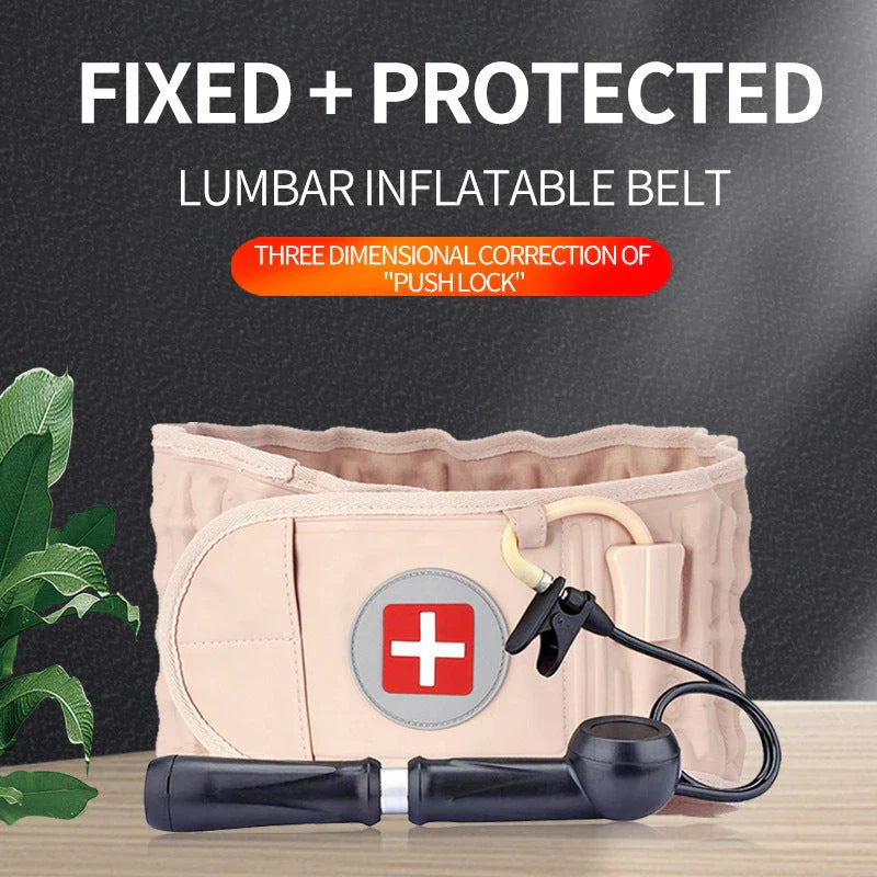 Inflatable Lumbar Traction Belt designed for back pain relief, featuring an adjustable inflation system and durable construction for personalized support and comfort.