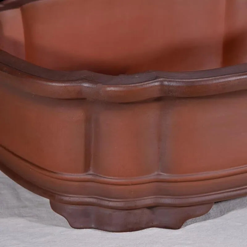 Chinese-style antique finish purple clay flowerpot measuring 71cm long by 54cm wide by 23cm high