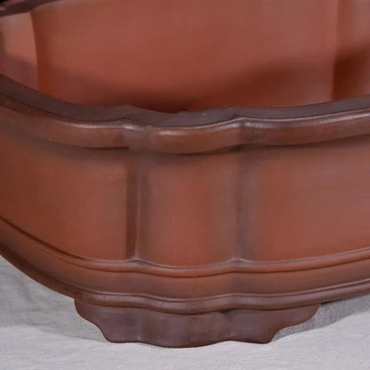 Chinese-style antique finish purple clay flowerpot measuring 71cm long by 54cm wide by 23cm high