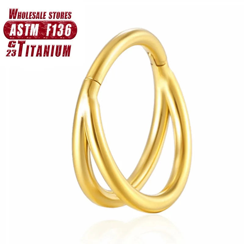 Titanium alloy fork nose ring with diamond treatment in silver finish, showing 1.2mm diameter and fork design
