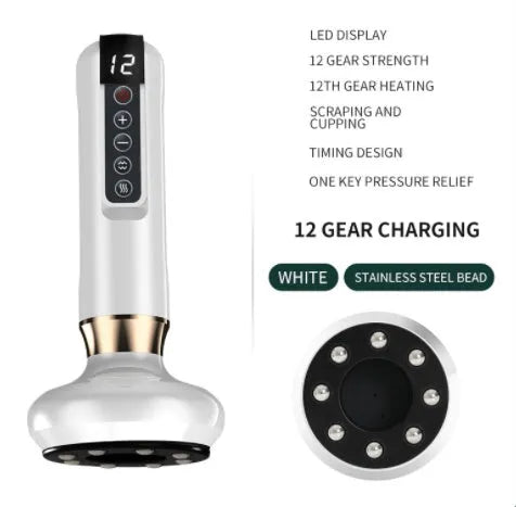Green electric vacuum cupping massager device with USB charging cable