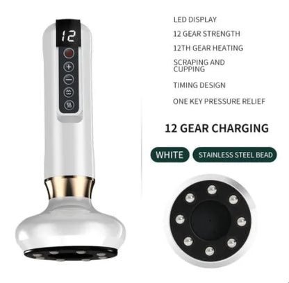 Green electric vacuum cupping massager device with USB charging cable