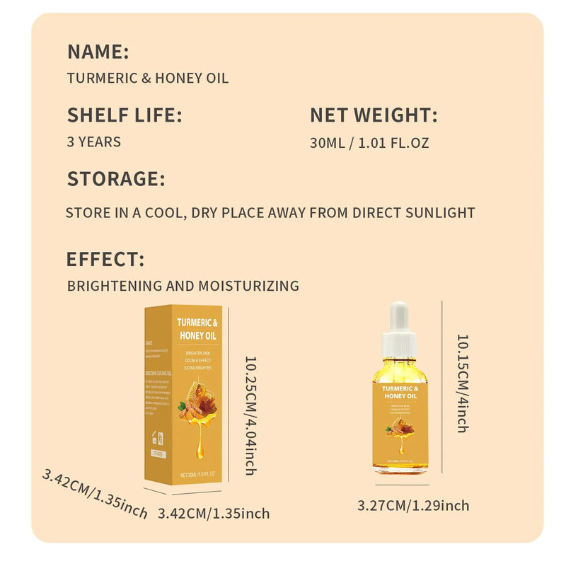 Turmeric Honey Essential Oil 30ml in Neutral Packaging for facial beauty makeup tools, general aromatherapy and skincare use, featuring FP-A028 specification and natural ingredients in a 30ml bottle