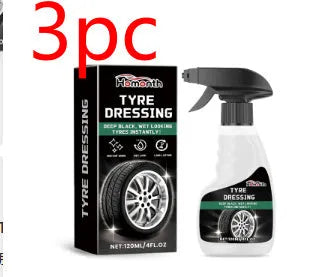 120ml car tyre gloss agent bottle, 7.5cm x 4.8cm x 17cm, silicone oil formula for black tyre shine