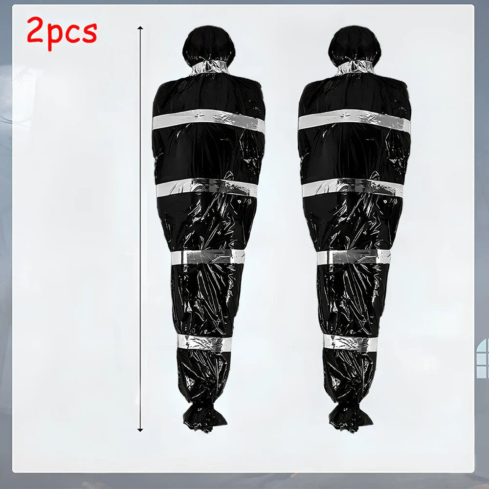 35×20×150cm black fake body bag horror prop with inflatable human body and accessory kit