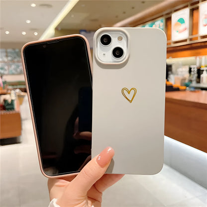 Brown soft silicone iPhone case with hot stamping Love design on a table