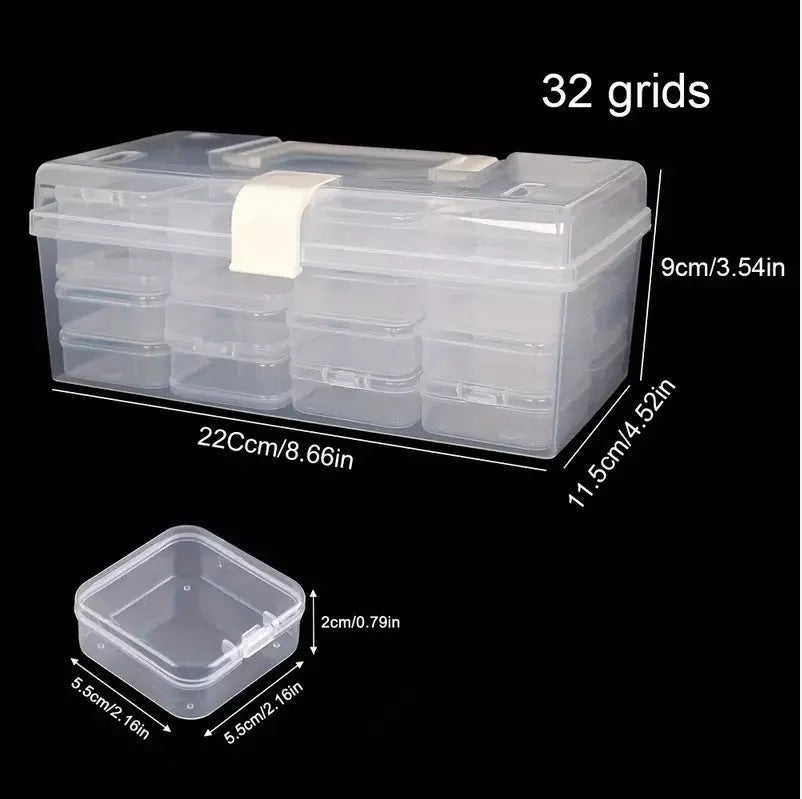 32-grid transparent plastic storage box for organizing up to 32 batteries