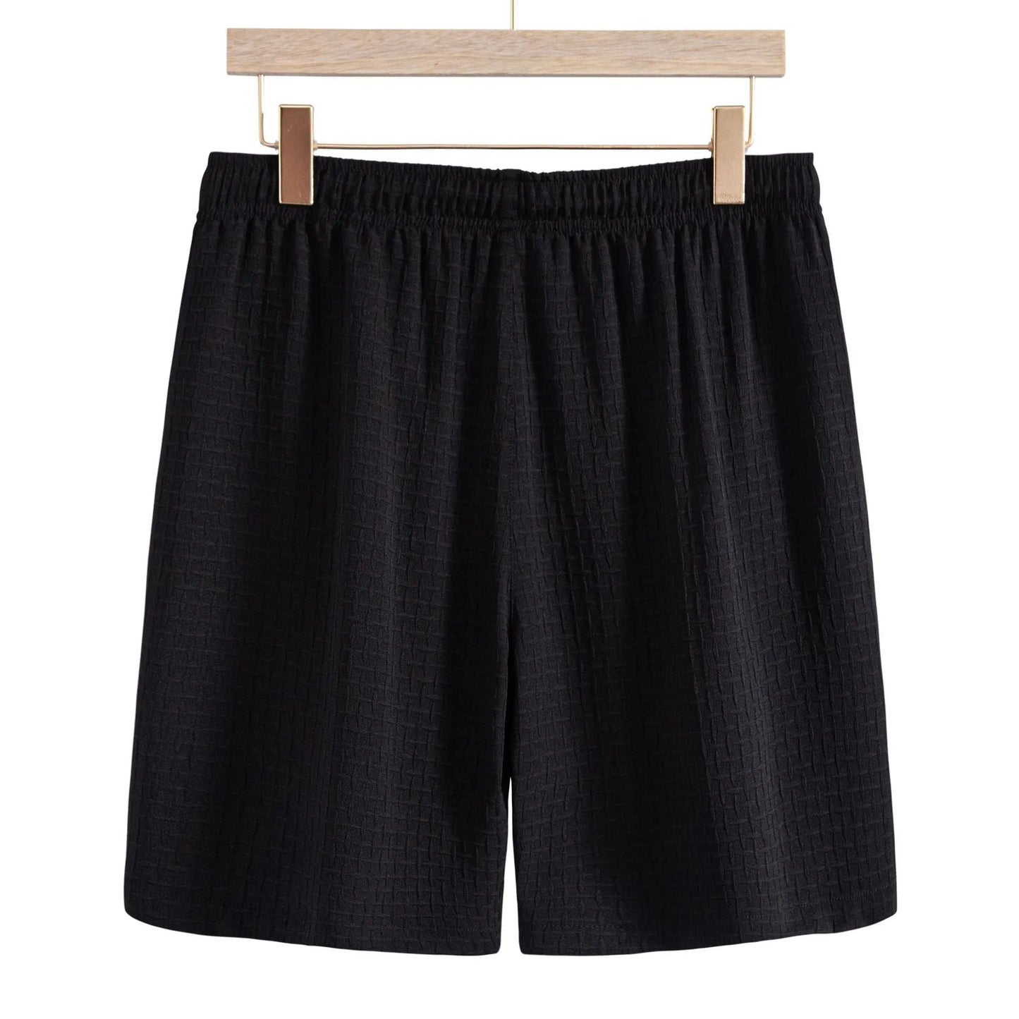 Men's black cotton blend short sleeve shirt and matching shorts set for summer beach wear