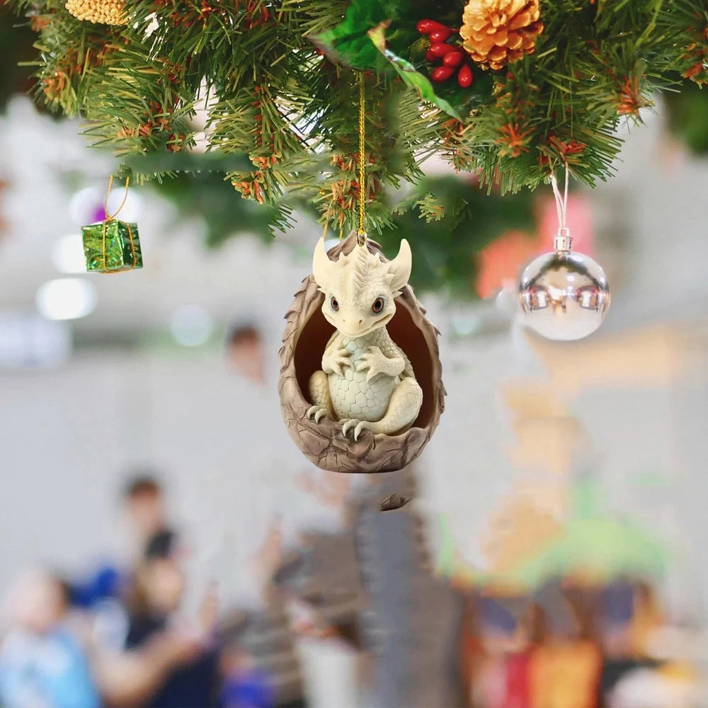 Acrylic dragon egg car hanging ornament with cartoon design measuring 8cm diameter