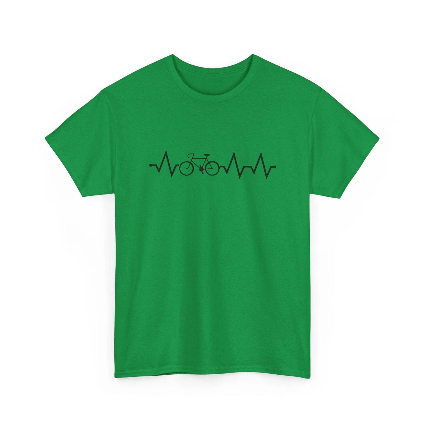 Green cotton short-sleeve top with printed letter pattern, showing regular sleeves and fresh style