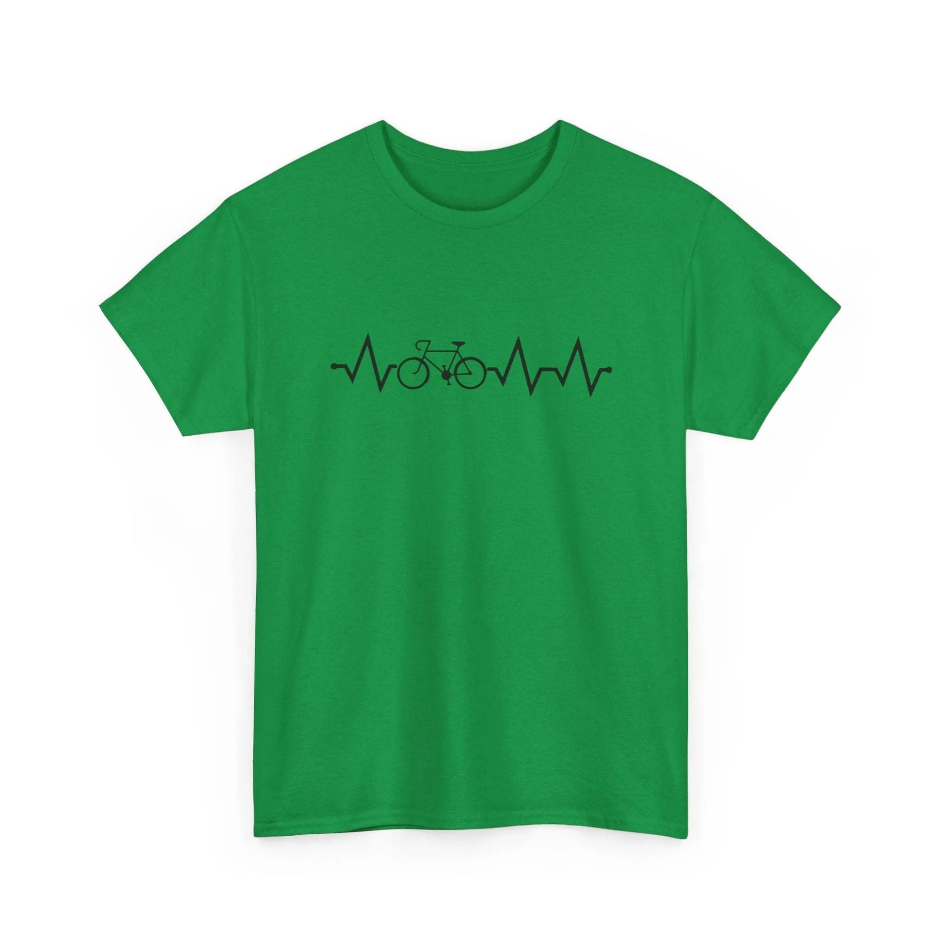 Green cotton short-sleeve top with printed letter pattern, showing regular sleeves and fresh style