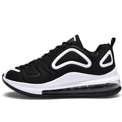 Men's black casual lace-up sneakers with a thick sole on a white background.