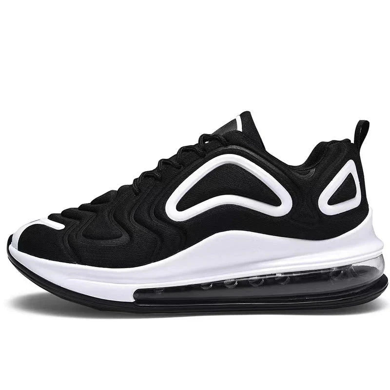 Comfortable air cushion sneakers for stylish men in various black, red, and white color options
