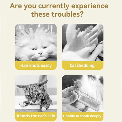 Green and yellow cat steam brush with silicone bristles for grooming pets, measuring 85x85x52mm