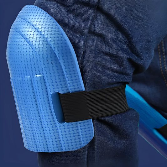 A pair of EVA foam kneepads in black, blue, green, and pink options for construction and auto repair work.