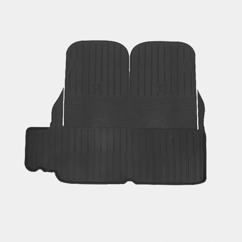 Waterproof TPE car mats for Tesla Model X showing tailbox and cabin protection