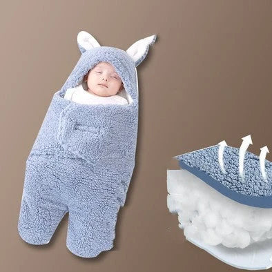 Baby Hold newborn swaddle sleeping bag with lamb wool fabric in blue colour option