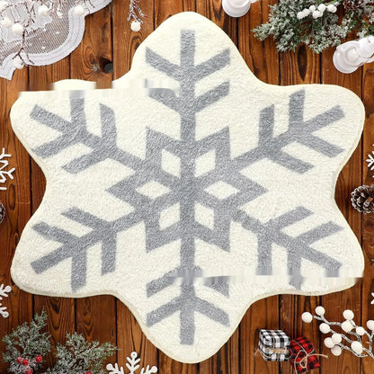 Round Christmas carpet with festive design on soft polyester fibre, showing 60cm and 80cm size options