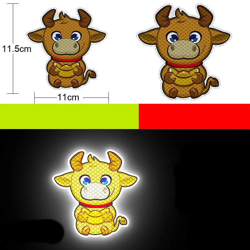 Reflective warning signs for automobiles and motorcycles with diamond film, 9cm by 5cm, in styles like Bucktooth melon seeds