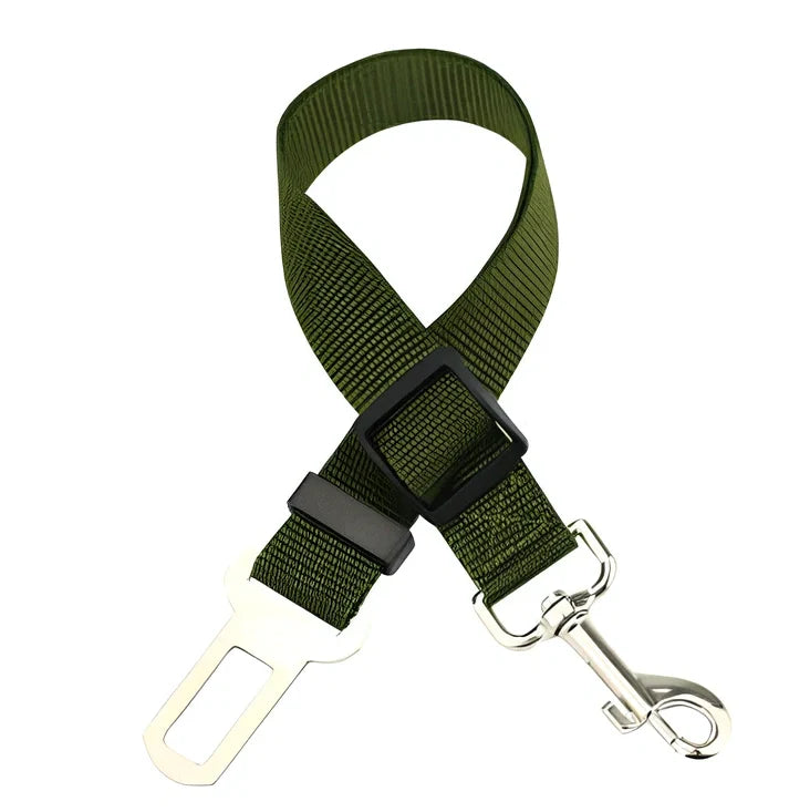 Dog car seat belt with 120cm adjustable safety rope and universal buckle clip in multiple colour options