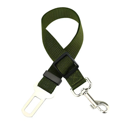 Dog car seat belt with 120cm adjustable safety rope and universal buckle clip in multiple colour options
