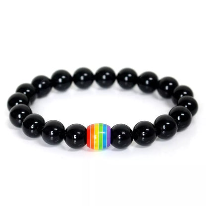 Rainbow Bead Bracelet with natural stone strand in multiple colors