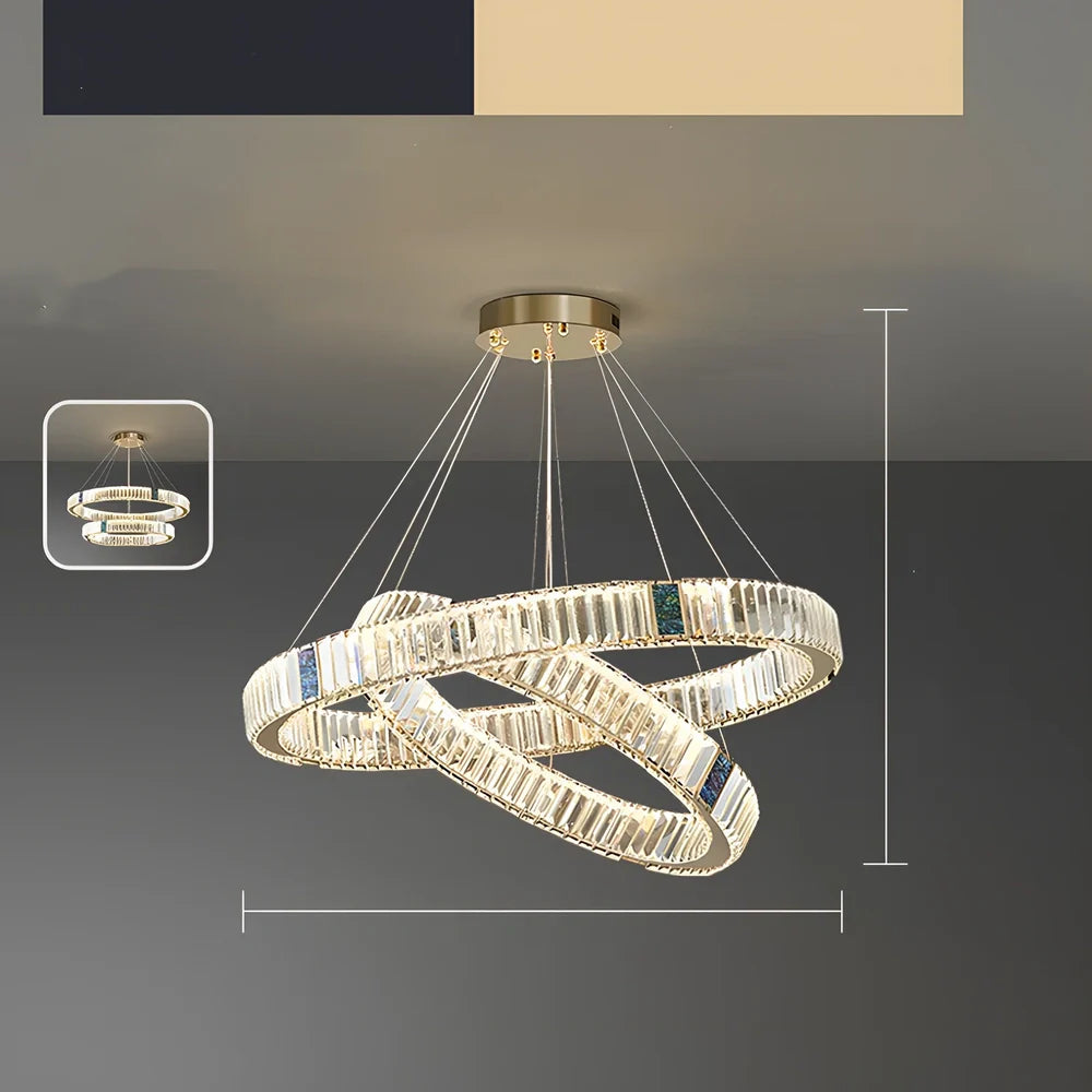 Weiwei crystal chandelier with stainless steel frame and remote control for stepless dimming in multiple layer configurations