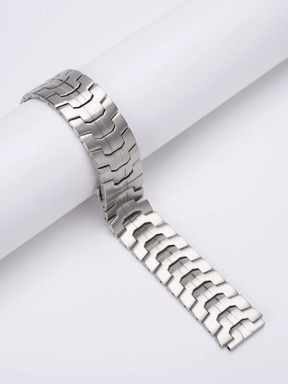 Stainless steel watch band for Samsung Galaxy Watch in multiple colour options on a grey background.