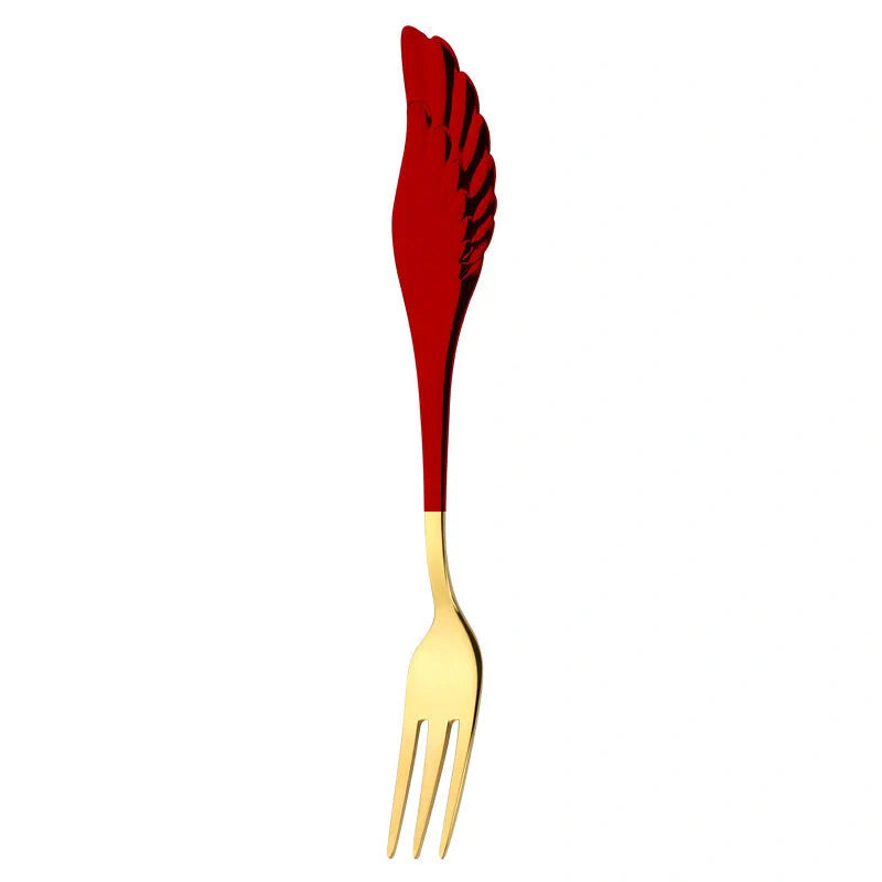 304 stainless steel angel wing spoon and fork set in various colors