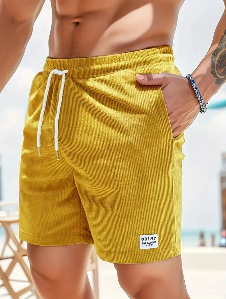 Comfortable corduroy drawstring shorts in a variety of stylish colors, perfect for casual summer wear.