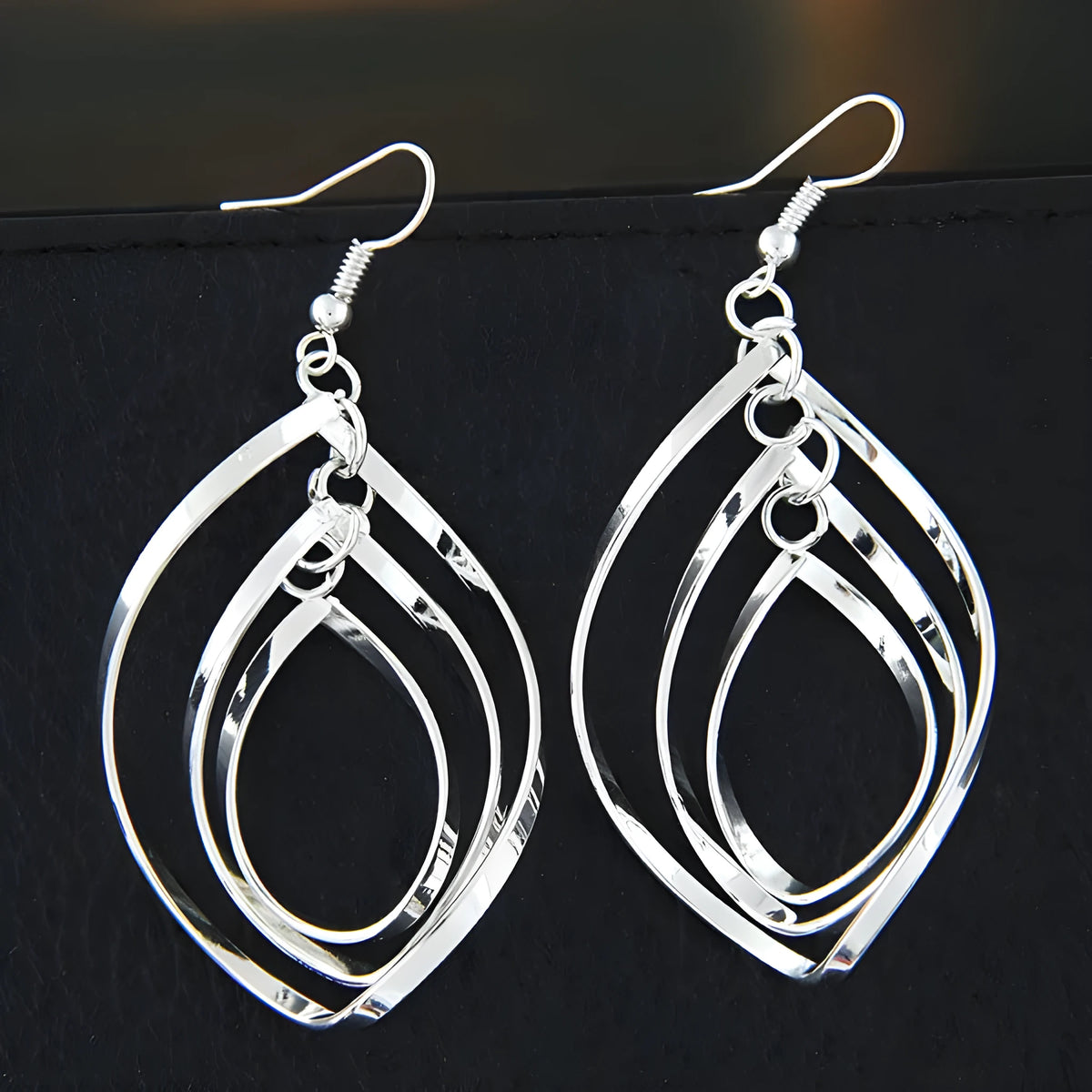 Korean style hollowed-out women's earrings in geometric alloy with electroplated finish, round circle colour, one pair