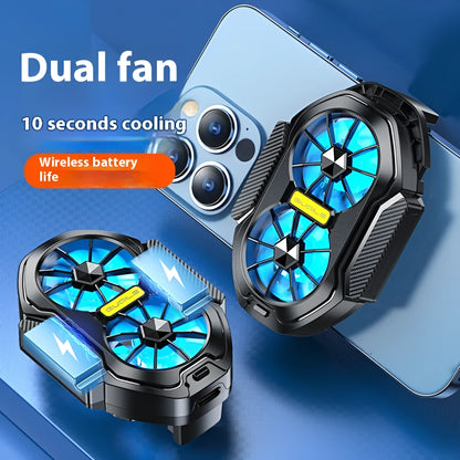 FS01 twin fan air-cooled phone radiator with ABS body, Type-C cable, and red/green charging light